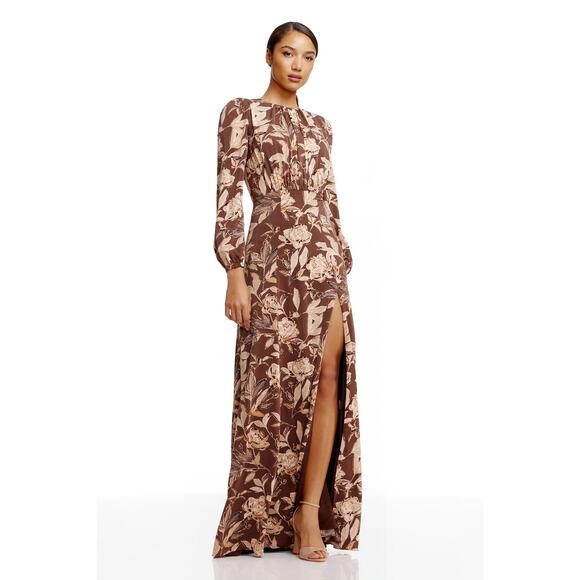 Dress the Population Women's Joni Maxi Gown Mocha Multicolor Size Small NWOT